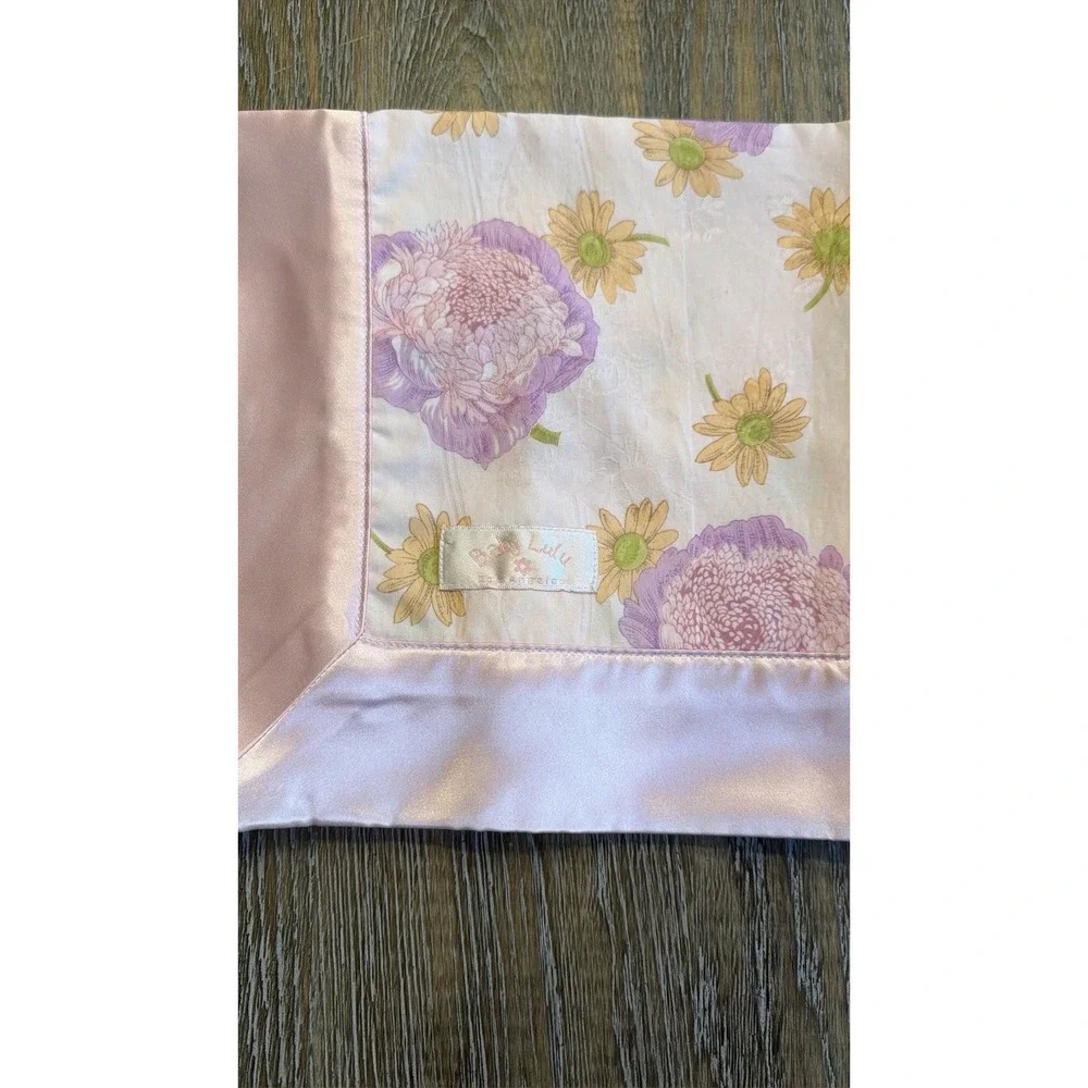 Baby Lulu LA Pink White Floral Security Blanket with satin edge 18